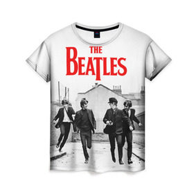 Женская футболка 3D с принтом The Beatles в Екатеринбурге, 100% полиэфир ( синтетическое хлопкоподобное полотно) | прямой крой, круглый вырез горловины, длина до линии бедер | beatles | rock | the beatles | битлз | битлс | битлы | рок