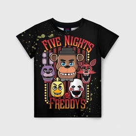 Детская футболка 3D с принтом Five Nights At Freddy`s в Екатеринбурге, 100% гипоаллергенный полиэфир | прямой крой, круглый вырез горловины, длина до линии бедер, чуть спущенное плечо, ткань немного тянется | five nights at freddys | fnaf | freddy | игры | медведь | мишка | фнаф | фредди