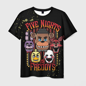 Мужская футболка 3D с принтом Five Nights At Freddy`s в Екатеринбурге, 100% полиэфир | прямой крой, круглый вырез горловины, длина до линии бедер | five nights at freddys | fnaf | freddy | игры | медведь | мишка | фнаф | фредди