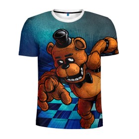 Мужская футболка 3D спортивная с принтом Five Nights At Freddy`s в Екатеринбурге, 100% полиэстер с улучшенными характеристиками | приталенный силуэт, круглая горловина, широкие плечи, сужается к линии бедра | Тематика изображения на принте: five nights at freddys | fnaf | freddy | игры | медведь | мишка | фнаф | фредди
