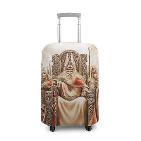 Чехол для чемодана 3D с принтом Вальгалла в Екатеринбурге, 86% полиэфир, 14% спандекс | двустороннее нанесение принта, прорези для ручек и колес | вальгалла | валькирии | викинги | норвегия | один | рай | язычество
