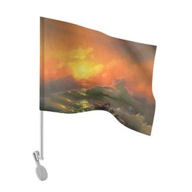 Флаг для автомобиля с принтом Айвазовский - 9 Вал в Екатеринбурге, 100% полиэстер | Размер: 30*21 см | 9 вал | айвазовский | вал | девятый | картина | море | пейзаж | феодосия | художник | черное | шторм