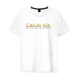 Мужская футболка хлопок с принтом Deus Ex Mankind Divided в Екатеринбурге, 100% хлопок | прямой крой, круглый вырез горловины, длина до линии бедер, слегка спущенное плечо. | Тематика изображения на принте: deus ex mankind divided human revolution