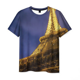 Мужская футболка 3D с принтом Эйфелева башня в Екатеринбурге, 100% полиэфир | прямой крой, круглый вырез горловины, длина до линии бедер | париж | эйфелева башня