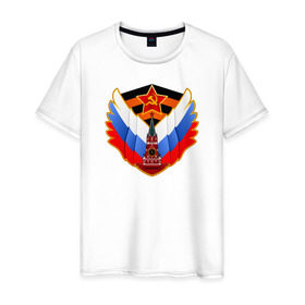 Мужская футболка хлопок с принтом Патриот в Екатеринбурге, 100% хлопок | прямой крой, круглый вырез горловины, длина до линии бедер, слегка спущенное плечо. | 