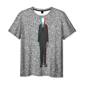 Мужская футболка 3D с принтом Слендер в Екатеринбурге, 100% полиэфир | прямой крой, круглый вырез горловины, длина до линии бедер | man | slender | тонкий | хоррор | худой