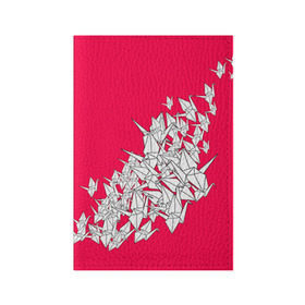 Обложка для паспорта матовая кожа с принтом 1000 Cranes в Екатеринбурге, натуральная матовая кожа | размер 19,3 х 13,7 см; прозрачные пластиковые крепления | 1000 cranes | cranes | paper | бумага | бумажные | журавли | журавлики | оригами