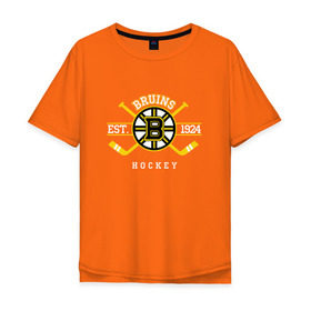 Мужская футболка хлопок Oversize с принтом Bruins в Екатеринбурге, 100% хлопок | свободный крой, круглый ворот, “спинка” длиннее передней части | Тематика изображения на принте: boston bruins | bruins | спорт | хоккей