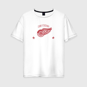 Женская футболка хлопок Oversize с принтом Detroit red wings в Екатеринбурге, 100% хлопок | свободный крой, круглый ворот, спущенный рукав, длина до линии бедер
 | detroit | detroit red wings | red wings | спорт | хоккей
