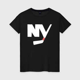 Женская футболка хлопок с принтом New York Islanders в Екатеринбурге, 100% хлопок | прямой крой, круглый вырез горловины, длина до линии бедер, слегка спущенное плечо | 