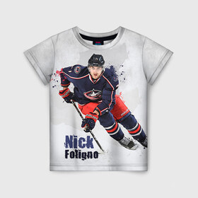 Детская футболка 3D с принтом Ник Фолиньо в Екатеринбурге, 100% гипоаллергенный полиэфир | прямой крой, круглый вырез горловины, длина до линии бедер, чуть спущенное плечо, ткань немного тянется | капитан | ник фолиньо | спорт | хоккей