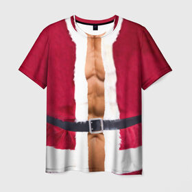 Мужская футболка 3D с принтом Костюм Деда Мороза в Екатеринбурге, 100% полиэфир | прямой крой, круглый вырез горловины, длина до линии бедер | christmas | new year | дед мороз | костюм | с новым годом | санта клаус | тело | торс