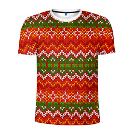 Мужская футболка 3D спортивная с принтом Свитер в Екатеринбурге, 100% полиэстер с улучшенными характеристиками | приталенный силуэт, круглая горловина, широкие плечи, сужается к линии бедра | new year | sweater | winter | зима | новый год | рождество | с новым годом | сhristmas | свитер