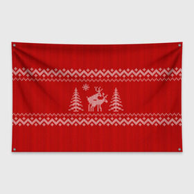 Флаг-баннер с принтом Свитер с оленями в Екатеринбурге, 100% полиэстер | размер 67 х 109 см, плотность ткани — 95 г/м2; по краям флага есть четыре люверса для крепления | deer | new year | sweater | winter | зима | новый год | олени | рождество | с новым годом | сhristmas | свитер