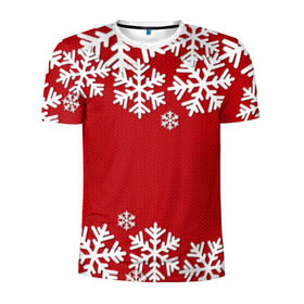 Мужская футболка 3D спортивная с принтом Снежинки в Екатеринбурге, 100% полиэстер с улучшенными характеристиками | приталенный силуэт, круглая горловина, широкие плечи, сужается к линии бедра | new year | snowflake | sweater | winter | зима | новый год | рождество | с новым годом | сhristmas | свитер | снежинка