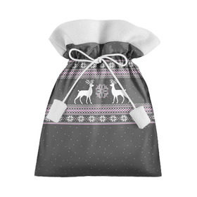 Подарочный 3D мешок с принтом Свитер с оленями в Екатеринбурге, 100% полиэстер | Размер: 29*39 см | deer | new year | sweater | winter | зима | новый год | олени | рождество | сhristmas | свитер