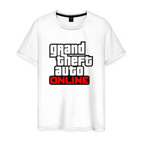Мужская футболка хлопок с принтом Grand Theft Auto Online в Екатеринбурге, 100% хлопок | прямой крой, круглый вырез горловины, длина до линии бедер, слегка спущенное плечо. | rockstar