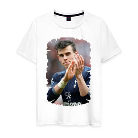 Мужская футболка хлопок с принтом Gareth Bale в Екатеринбурге, 100% хлопок | прямой крой, круглый вырез горловины, длина до линии бедер, слегка спущенное плечо. | gareth bale | бэйл гарет | реал мадрид | футбол