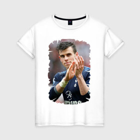 Женская футболка хлопок с принтом Gareth Bale в Екатеринбурге, 100% хлопок | прямой крой, круглый вырез горловины, длина до линии бедер, слегка спущенное плечо | gareth bale | бэйл гарет | реал мадрид | футбол