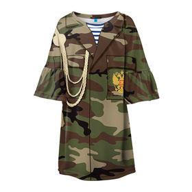 Детское платье 3D с принтом Армейская форма в Екатеринбурге, 100% полиэстер | прямой силуэт, чуть расширенный к низу. Круглая горловина, на рукавах — воланы | 23 | армейская | армия | дембель | защитник | камуфляж | отечества | солдат | тельняшка | февраля | форма
