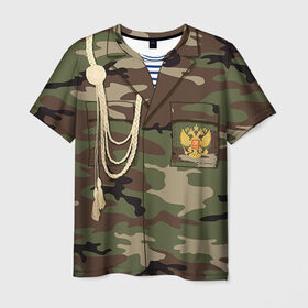 Мужская футболка 3D с принтом Армейская форма в Екатеринбурге, 100% полиэфир | прямой крой, круглый вырез горловины, длина до линии бедер | 23 | армейская | армия | дембель | защитник | камуфляж | отечества | солдат | тельняшка | февраля | форма