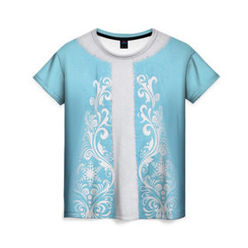 Женская футболка 3D с принтом Снегурочка в Екатеринбурге, 100% полиэфир ( синтетическое хлопкоподобное полотно) | прямой крой, круглый вырез горловины, длина до линии бедер | 2016 | год | костюм | новый | снегурка | снегурочка
