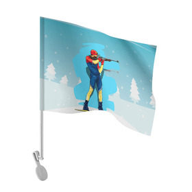 Флаг для автомобиля с принтом Биатлон в Екатеринбурге, 100% полиэстер | Размер: 30*21 см | biathlon | sport | winter | биатлон | биатлонисты | зимние виды спорта | спорт | стрельба