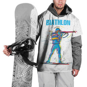 Накидка на куртку 3D с принтом Биатлон в Екатеринбурге, 100% полиэстер |  | biathlon | sport | winter | биатлон | биатлонисты | зимние виды спорта | спорт | стрельба