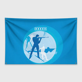 Флаг-баннер с принтом Биатлон в Екатеринбурге, 100% полиэстер | размер 67 х 109 см, плотность ткани — 95 г/м2; по краям флага есть четыре люверса для крепления | biathlon | sport | winter | биатлон | биатлонисты | зимние виды спорта | спорт | стрельба
