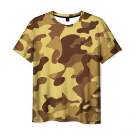Мужская футболка 3D с принтом Пустынный камуфляж в Екатеринбурге, 100% полиэфир | прямой крой, круглый вырез горловины, длина до линии бедер | camo | camouflage | military | камо