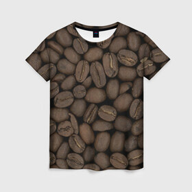 Женская футболка 3D с принтом Кофе в Екатеринбурге, 100% полиэфир ( синтетическое хлопкоподобное полотно) | прямой крой, круглый вырез горловины, длина до линии бедер | зёр | зерно | кофе | макро | обои | текстуры | фон | фото