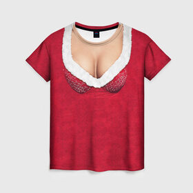 Женская футболка 3D с принтом Костюм снегурочки в Екатеринбурге, 100% полиэфир ( синтетическое хлопкоподобное полотно) | прямой крой, круглый вырез горловины, длина до линии бедер | 2016 | body | год | грудь | идеальное тело | костюм | лифчик | новогодний | новый | с новым годом | снегурочка