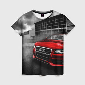 Женская футболка 3D с принтом Audi в Екатеринбурге, 100% полиэфир ( синтетическое хлопкоподобное полотно) | прямой крой, круглый вырез горловины, длина до линии бедер | audi | ауди