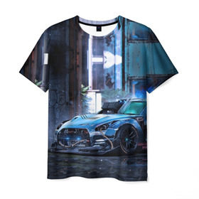 Мужская футболка 3D с принтом Nissan GTR R35 в Екатеринбурге, 100% полиэфир | прямой крой, круглый вырез горловины, длина до линии бедер | Тематика изображения на принте: gtr | nismo | nissan | nissan gtr | r35 | гтр | низмо | ниссан