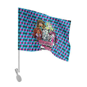 Флаг для автомобиля с принтом Monster High в Екатеринбурге, 100% полиэстер | Размер: 30*21 см | Тематика изображения на принте: монстер хай