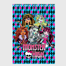 Скетчбук с принтом Monster High в Екатеринбурге, 100% бумага
 | 48 листов, плотность листов — 100 г/м2, плотность картонной обложки — 250 г/м2. Листы скреплены сверху удобной пружинной спиралью | Тематика изображения на принте: монстер хай