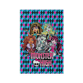 Обложка для паспорта матовая кожа с принтом Monster High в Екатеринбурге, натуральная матовая кожа | размер 19,3 х 13,7 см; прозрачные пластиковые крепления | Тематика изображения на принте: монстер хай