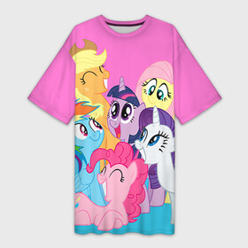 Платье-футболка 3D с принтом My Little Pony в Екатеринбурге,  |  | friendship is magic | mlp | my little pony | pinky pie | pony | swag | дружба | литл пони | мой маленький пони | мультик | мультики | мультфильм | мультфильмы | пони | поняши | поняшки | сваг | свэг | чудо