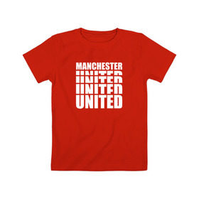 Детская футболка хлопок с принтом Manchester United white в Екатеринбурге, 100% хлопок | круглый вырез горловины, полуприлегающий силуэт, длина до линии бедер | manchester | united | манчестер | юнайтед