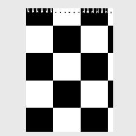 Скетчбук с принтом Клетка в Екатеринбурге, 100% бумага
 | 48 листов, плотность листов — 100 г/м2, плотность картонной обложки — 250 г/м2. Листы скреплены сверху удобной пружинной спиралью | Тематика изображения на принте: белый | черно белый | черный | шахматная