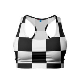 Женский спортивный топ 3D с принтом Клетка в Екатеринбурге, 82% полиэстер, 18% спандекс Ткань безопасна для здоровья, позволяет коже дышать, не мнется и не растягивается |  | белый | черно белый | черный | шахматная