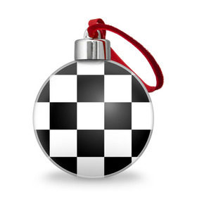 Ёлочный шар с принтом Клетка в Екатеринбурге, Пластик | Диаметр: 77 мм | белый | черно белый | черный | шахматная