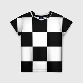 Детская футболка 3D с принтом Клетка в Екатеринбурге, 100% гипоаллергенный полиэфир | прямой крой, круглый вырез горловины, длина до линии бедер, чуть спущенное плечо, ткань немного тянется | белый | черно белый | черный | шахматная