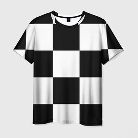 Мужская футболка 3D с принтом Клетка в Екатеринбурге, 100% полиэфир | прямой крой, круглый вырез горловины, длина до линии бедер | Тематика изображения на принте: белый | черно белый | черный | шахматная