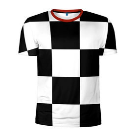 Мужская футболка 3D спортивная с принтом Клетка в Екатеринбурге, 100% полиэстер с улучшенными характеристиками | приталенный силуэт, круглая горловина, широкие плечи, сужается к линии бедра | белый | черно белый | черный | шахматная