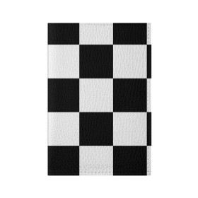 Обложка для паспорта матовая кожа с принтом Клетка в Екатеринбурге, натуральная матовая кожа | размер 19,3 х 13,7 см; прозрачные пластиковые крепления | белый | черно белый | черный | шахматная