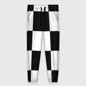 Женские брюки 3D с принтом Клетка в Екатеринбурге, полиэстер 100% | прямой крой, два кармана без застежек по бокам, с мягкой трикотажной резинкой на поясе и по низу штанин. В поясе для дополнительного комфорта — широкие завязки | белый | черно белый | черный | шахматная