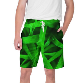 Мужские шорты 3D с принтом Трава в Екатеринбурге,  полиэстер 100% | прямой крой, два кармана без застежек по бокам. Мягкая трикотажная резинка на поясе, внутри которой широкие завязки. Длина чуть выше колен | зеленый | макро | яркий