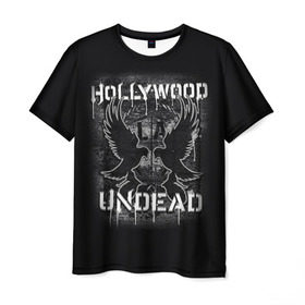 Мужская футболка 3D с принтом Hollywood Undead в Екатеринбурге, 100% полиэфир | прямой крой, круглый вырез горловины, длина до линии бедер | Тематика изображения на принте: хип хоп