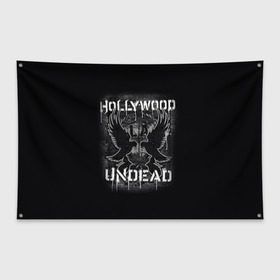 Флаг-баннер с принтом Hollywood Undead в Екатеринбурге, 100% полиэстер | размер 67 х 109 см, плотность ткани — 95 г/м2; по краям флага есть четыре люверса для крепления | хип хоп